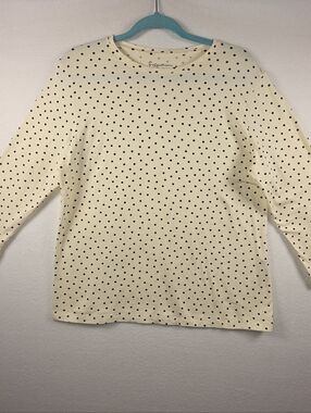 Gudrun Sjödén Polka Dot Organic Cotton Top L Cream Black Long Sleeve Minimalist